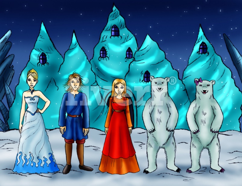 A group of people standing in front of a snowy forest
Description automatically generated